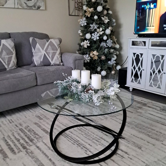 Etta Avenue™ Dimitri Galaxy Tempered Glass Round Coffee Table